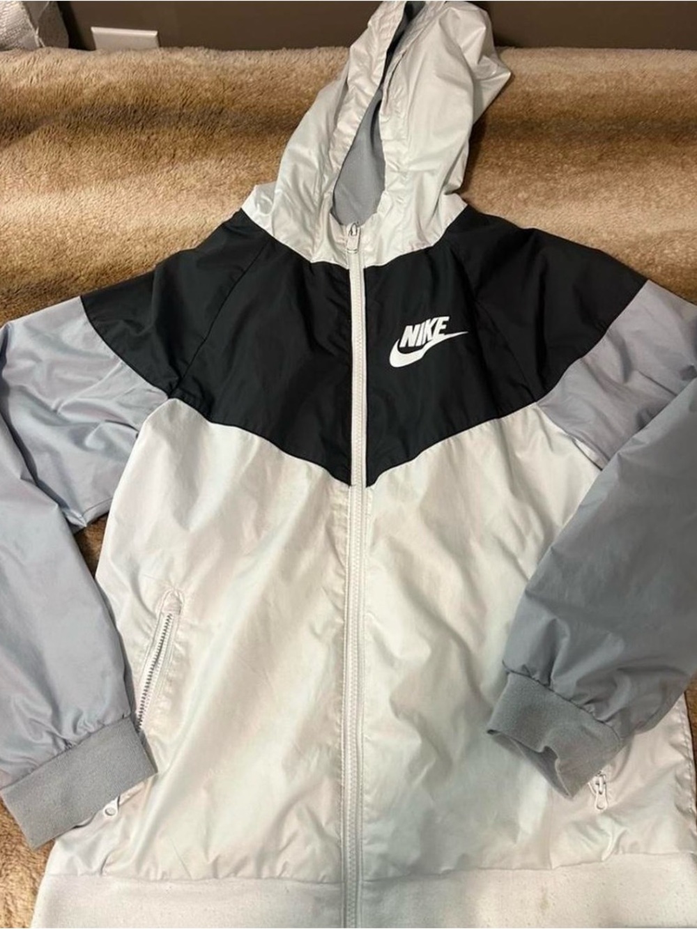 Nike Black and White Hooded Windbreaker Jacket
